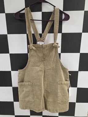 ZENANA Khaki Cotton Short Overalls